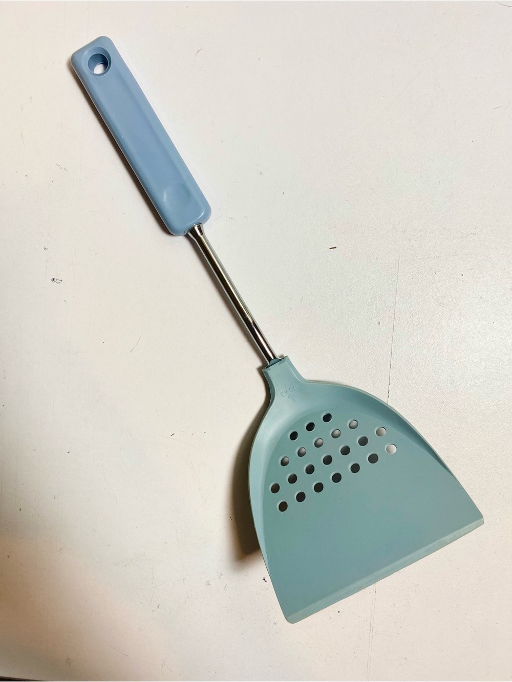 Vintage EKCO USA Blue Slotted Turner Spatula